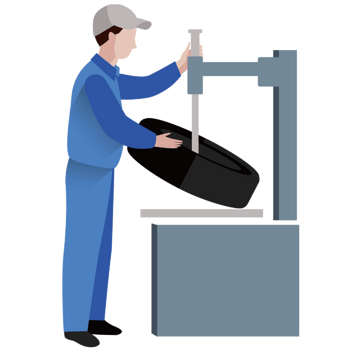 卡通汽车矢量维修补胎