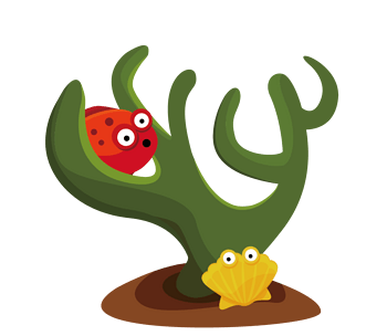 卡通珊瑚和可爱的鱼