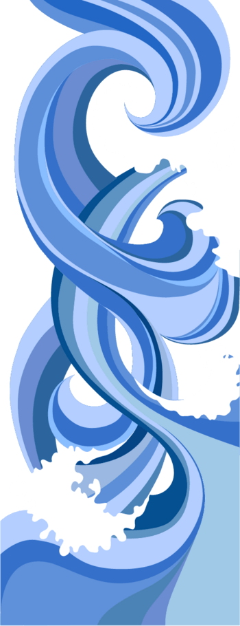 矢量手绘蓝色浪花