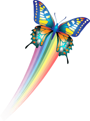 手绘彩虹彩色蝴蝶图案