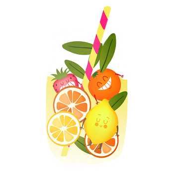 可爱风水果饮料