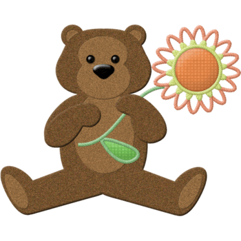 拿着向日葵花的小熊