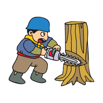 卡通砍伐树木