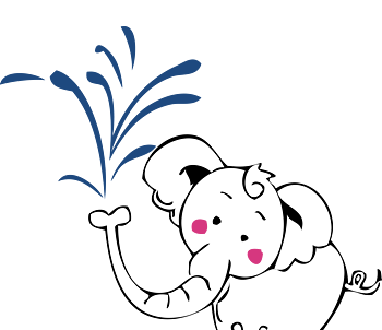 可爱的卡通喷水大象