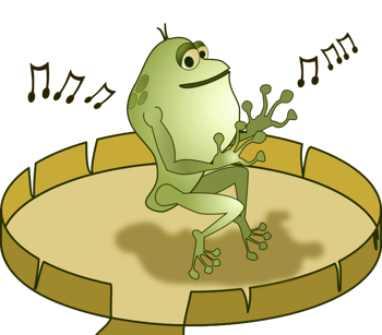 舞台上唱歌的卡通可爱青蛙