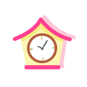 钟 卡通 粉色