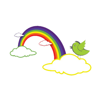 手绘彩虹和小鸟