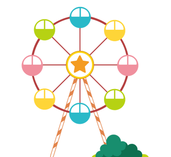 卡通手绘彩色摩天轮