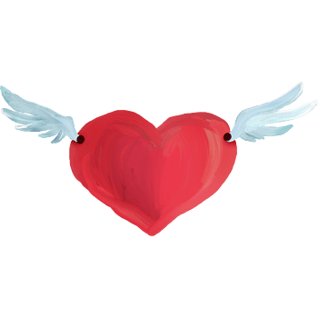 红色桃心蓝色翅膀