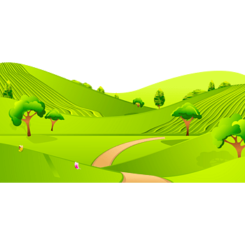 卡通手绘花草装饰山坡