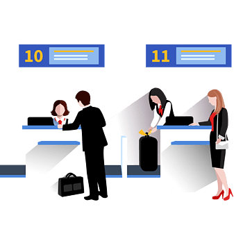 卡通在柜台办业务的人