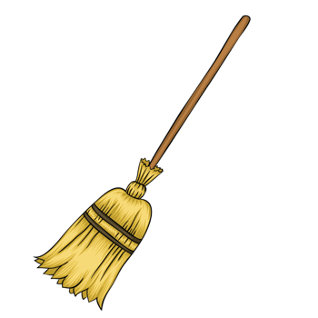 矢量手绘木柄扫把免抠素材