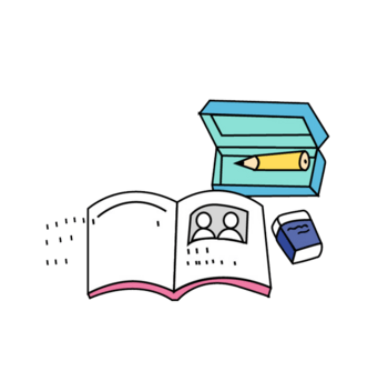 卡通作业本和文具盒