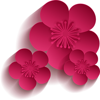 红色扁平化桃花素材