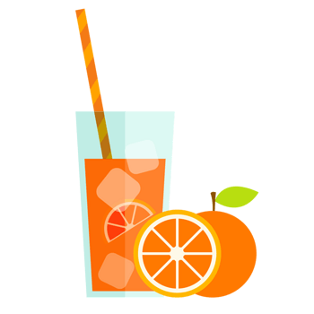 卡通橙色果汁