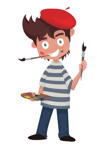 画家扁平化职业卡通矢量图