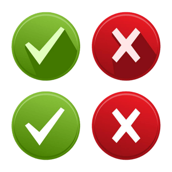 绿底对钩与红底错号