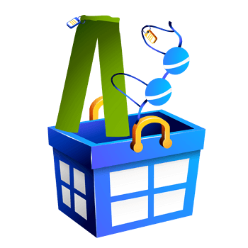 卡通蓝色篮子模型