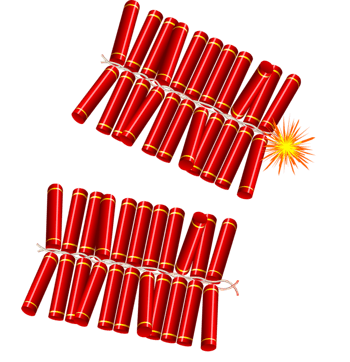 点燃的红色鞭炮矢量