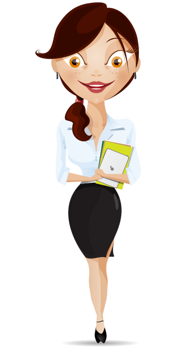 手绘卡通的商务长发白领