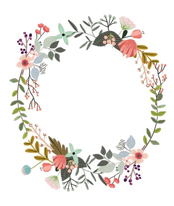 清新卡通手绘花环