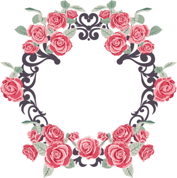 卡通春天手绘玫瑰花环