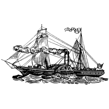 黑白手绘帆船