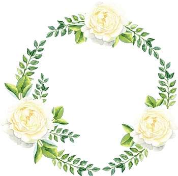 手绘水彩花卉圆形花环