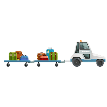 卡通手绘托运行李车