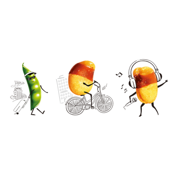 卡通手绘骑单车的相思豆