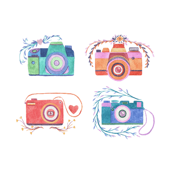 手绘文艺照相机素材图