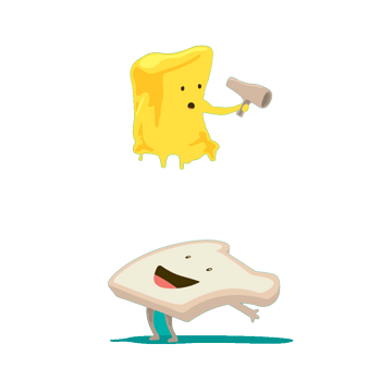 卡通融化黄油面包