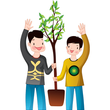 欢喜的爱护树木