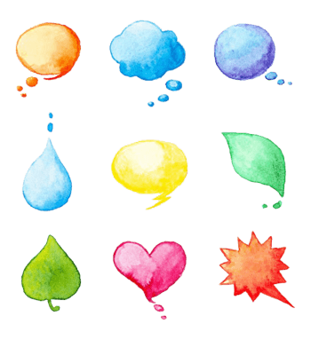 彩色水彩对话气泡