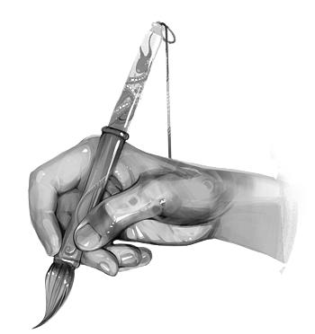 手握毛笔素材图