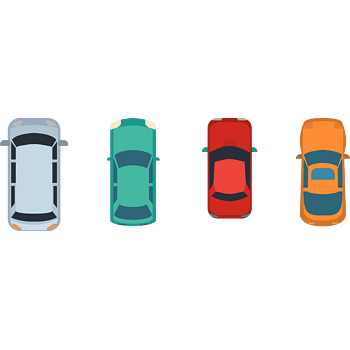 可爱彩色小汽车俯视矢量图