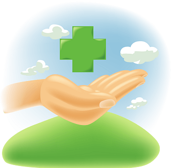 卡通手托着医院标志