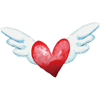 矢量手绘水彩天使之心