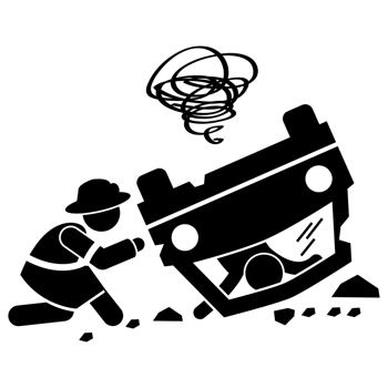 卡通消防员救人剪影