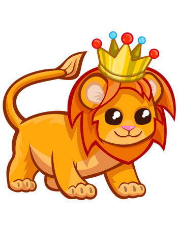 卡通手绘戴皇冠可爱狮子