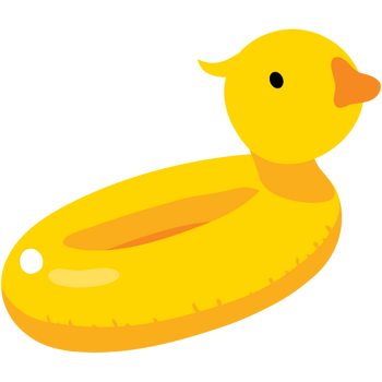 卡通手绘黄色鸭子游泳圈