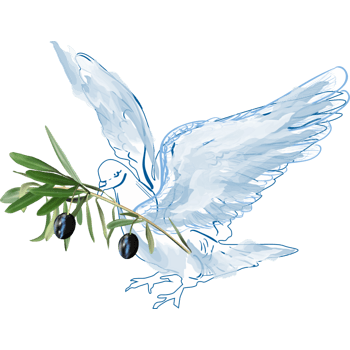 矢量手绘鸽子与橄榄