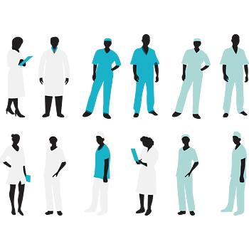 卡通医生护士剪影