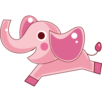 卡通手绘粉色大象