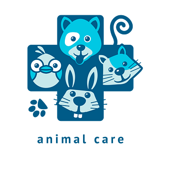 蓝色卡通动物诊所标识