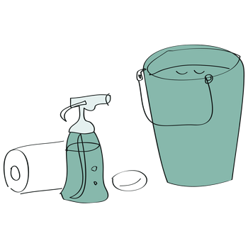 手绘简笔画水桶喷水瓶