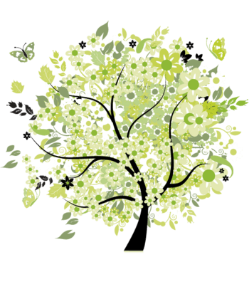 手绘七彩许愿树素材