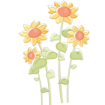 四朵漂亮的卡通向日葵