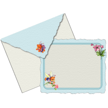 蓝白色信封信纸素材