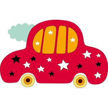 红色卡通小车素材